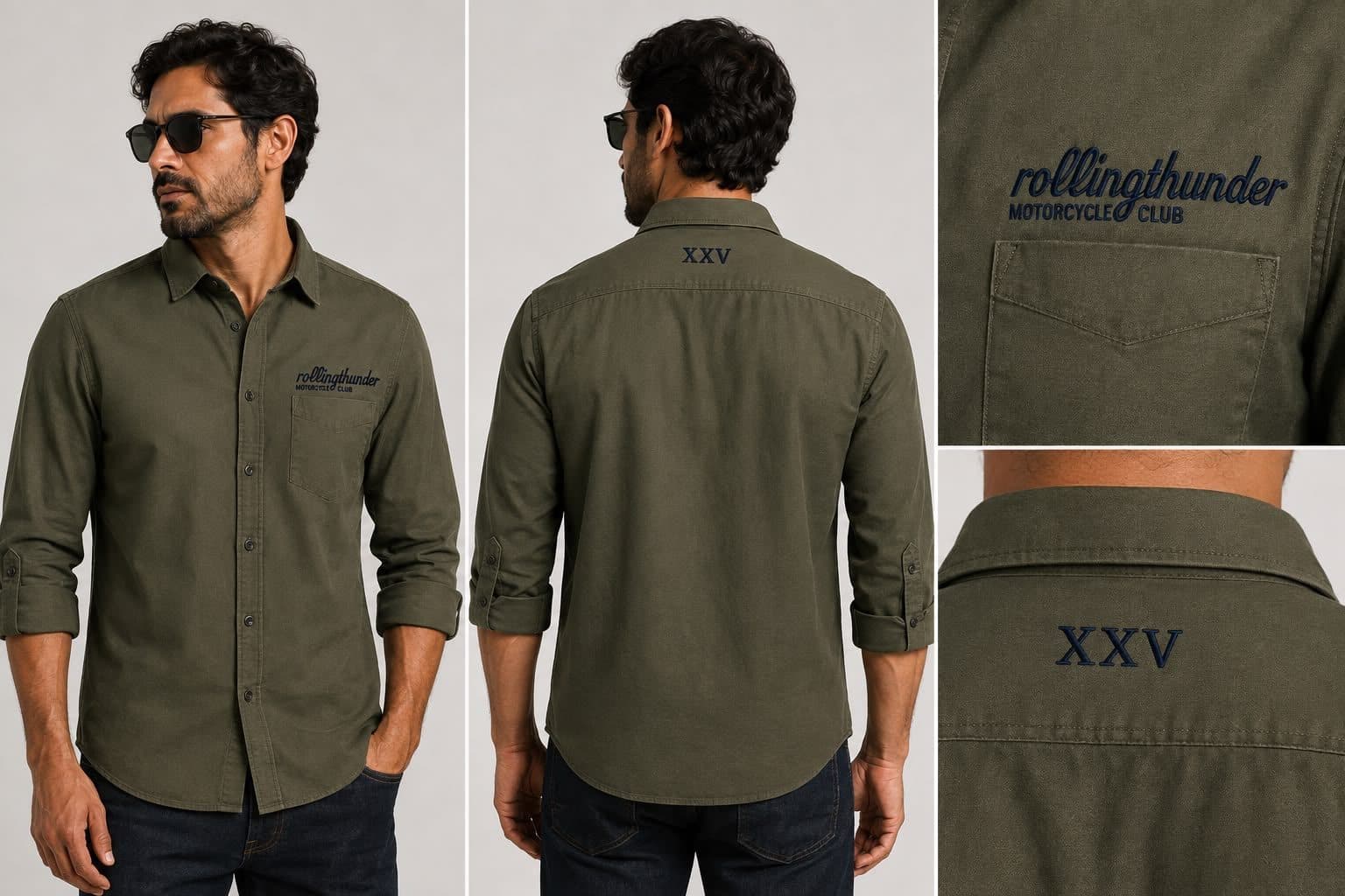 RTMC XXV olive green shirt sample